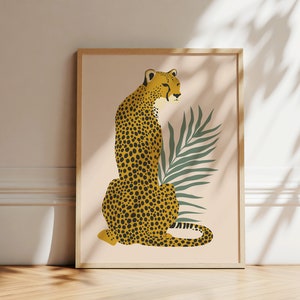 Cheetah Art Print | Big Cat Print | Cheetah Illustration | Botanical Art | Safari Decor | Trendy Wall Art | Jungle Poster | Printable Art