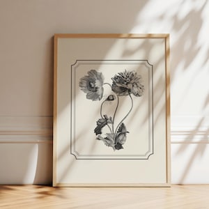 Vintage Floral Print | Botanical Flower Lithograph | Floral Drawing | Gallery Wall Art | Cottage Printable Art | Instant Digital Download