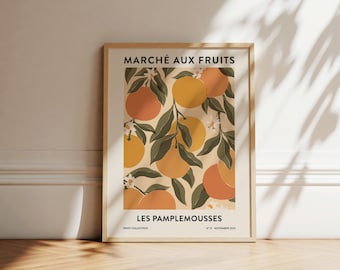 Grapefruit Print | Fruit Market Print | Abstract Wall Art | Botanical Art | Grapefruit Illustration | Printable Kitchen Art | Boho Artwork