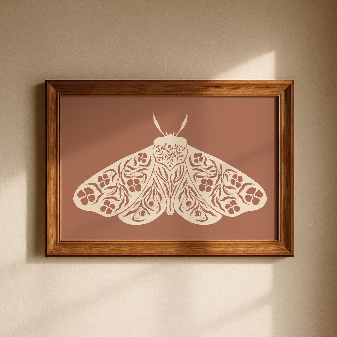 Folk Art Moth Print | Cottagecore Scandinavian Decor (digital Download ...