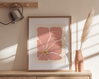 Retro Abstract Flower Art Print | Groovy Flower Poster | Matisse-Inspired Flower Print | 70s Floral Artwork | Trendy Retro Botanical Print
