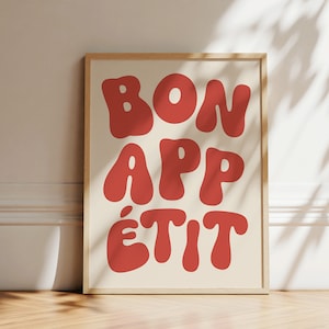 Bon Appetit Typography Poster | French Art Print | Trendy Typography Print | Kitchen Wall Decor | Maximalist Wall Art | Printable Artwork