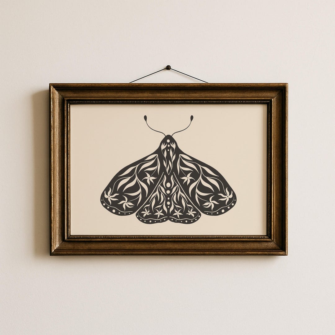 Folk Art Moth Print | Cottagecore Scandinavian Decor (digital Download ...