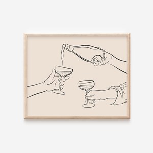 Champagner gießen Druck | Cocktail Bar Warenkorb Druck | Barwagen Dekor | Prost Poster | Champagner Wandkunst | Druckbare Wandkunst | Sofort Download