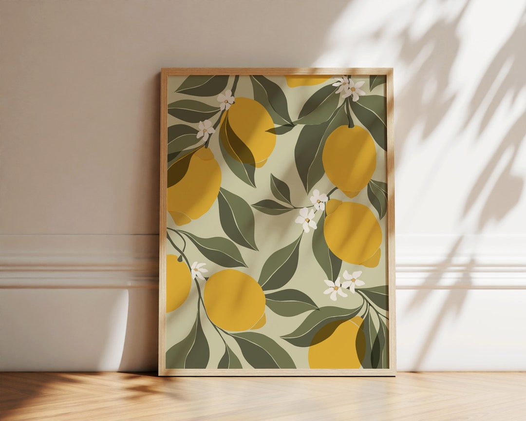Lemon Botanical Print | Abstract Kitchen Wall Art (instant Download) - Etsy