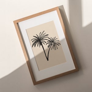 Palm Tree Art Print Botanical Ink Drawing Minimalist Tropical Botanical Art Line Art Illustration Boho Beach Art Printable Artwork image 5