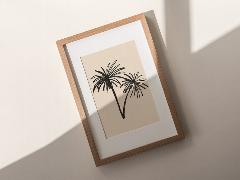 Palm Tree Art Print Botanical Ink Drawing Minimalist Tropical Botanical Art Line Art Illustration Boho Beach Art Printable Artwork image 5