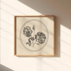 Vintage Floral Print | Botanical Flower Lithograph | Floral Drawing | Gallery Wall Art | Cottage Printable Art | Instant Digital Download