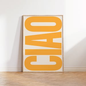 Ciao Print Typography Poster Trendy Wall Art Italian Retro Poster Yellow Art Gallery Wall Art Printable Art Digital Download image 8