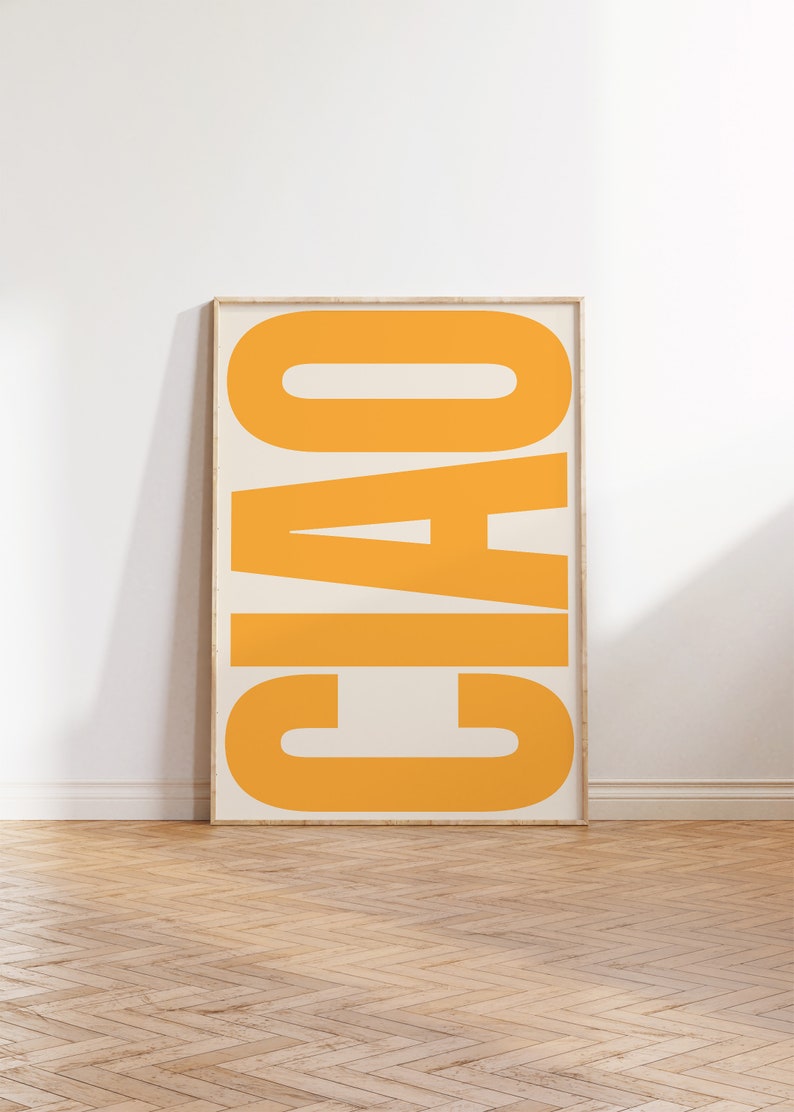 Ciao Print Typography Poster Trendy Wall Art Italian Retro Poster Yellow Art Gallery Wall Art Printable Art Digital Download image 8