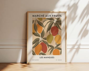 Mangoes Print | Fruit Market Print | Abstract Wall Art | Botanical Poster | Mango Illustration | Printable Kitchen Art | Digital Download