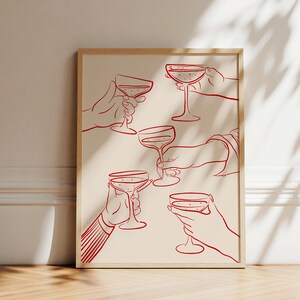 Prost Druck | Cocktail Bar Warenkorb Druck | Bar Warenkorb Wand Dekor | Prost Poster | Champagner Wandkunst | Druckbare Wandkunst | Sofort Download
