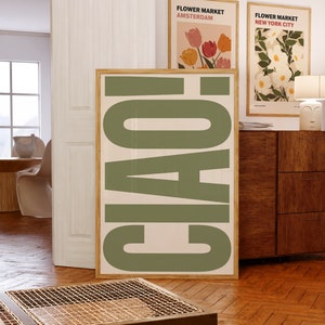 Ciao! Print | Typography Poster | Trendy Wall Art | Italian Retro Poster | Green Art | Gallery Wall Art | Printable Art | Digital Download