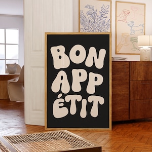 Bon Appetit Typography Poster | French Art Print | Trendy Typography Print | Kitchen Wall Decor | Maximalist Wall Art | Printable Artwork