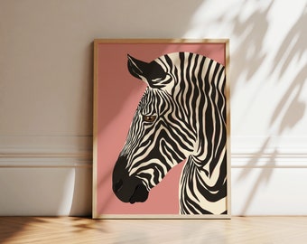 Zebra Art Print | Jungle Wall Art | Modern Boho Artwork | Zebra Poster | Zebra Stripes Illustration | Jungle Safari Art | Printable Wall Art