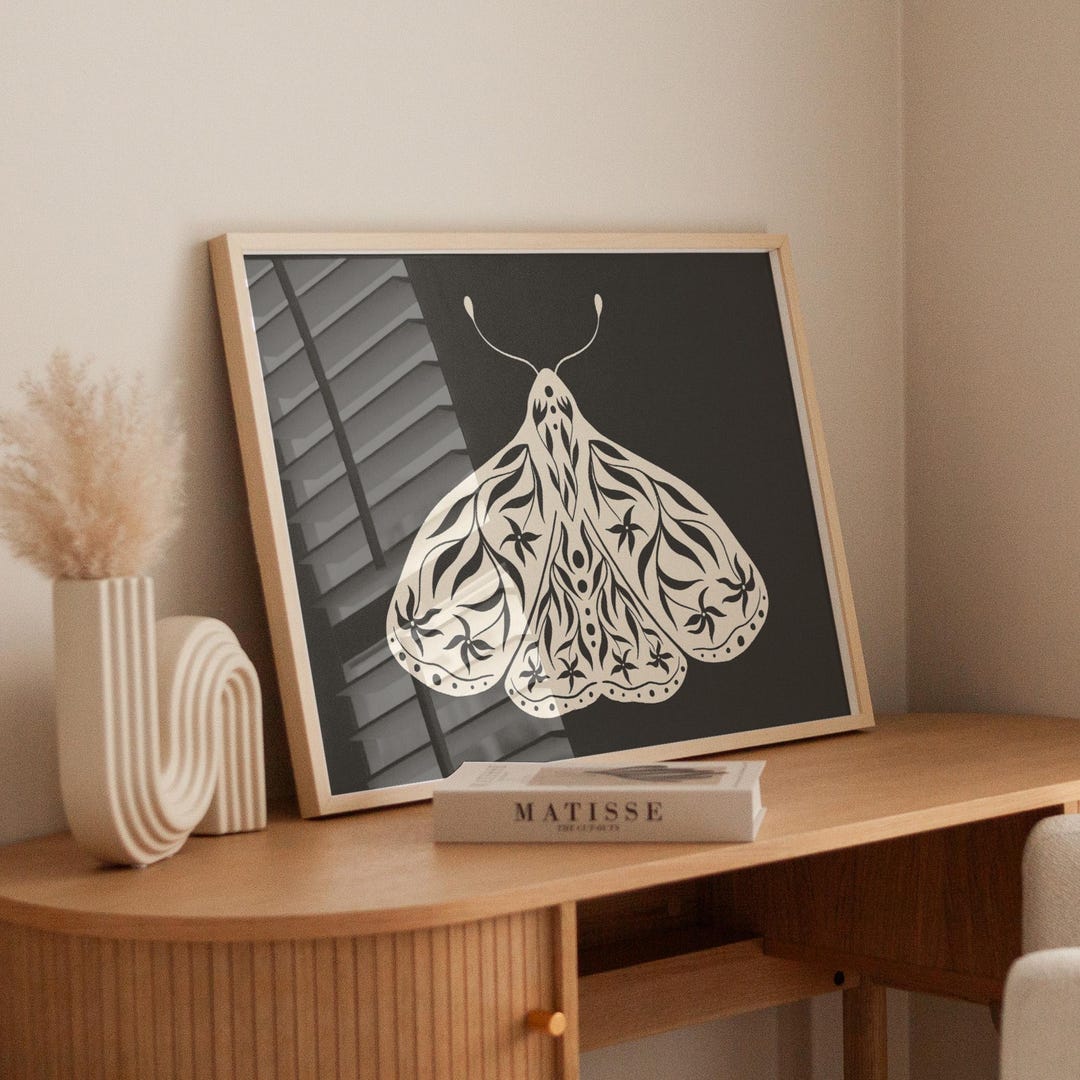 Folk Art Moth Print | Cottagecore Scandinavian Decor (digital Download ...