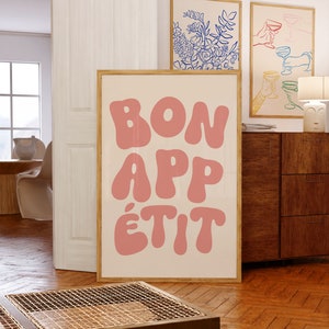 Bon Appetit Typography Poster | French Art Print | Trendy Typography Print | Kitchen Wall Decor | Maximalist Wall Art | Printable Artwork