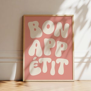 Bon Appetit Typography Poster | French Art Print | Trendy Typography Print | Kitchen Wall Decor | Maximalist Wall Art | Printable Artwork