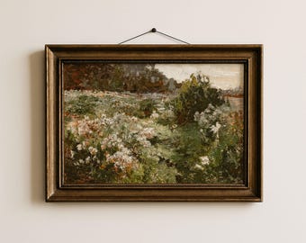 Vintage Cottage Garden Landscape Print | Farmhouse Wall Art (Digital Download)