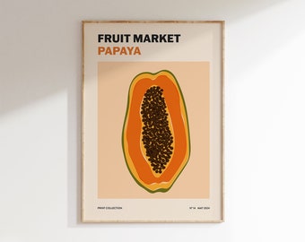 Papajafruitmarktprint | Trendy keukenmuurkunst (digitale download)