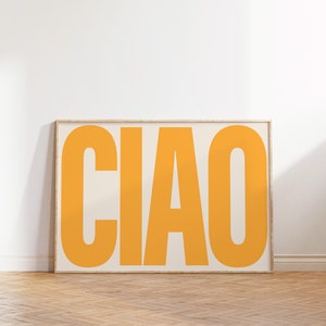 Ciao Print Typography Poster Trendy Wall Art Italian Retro Poster Yellow Art Gallery Wall Art Printable Art Digital Download image 2