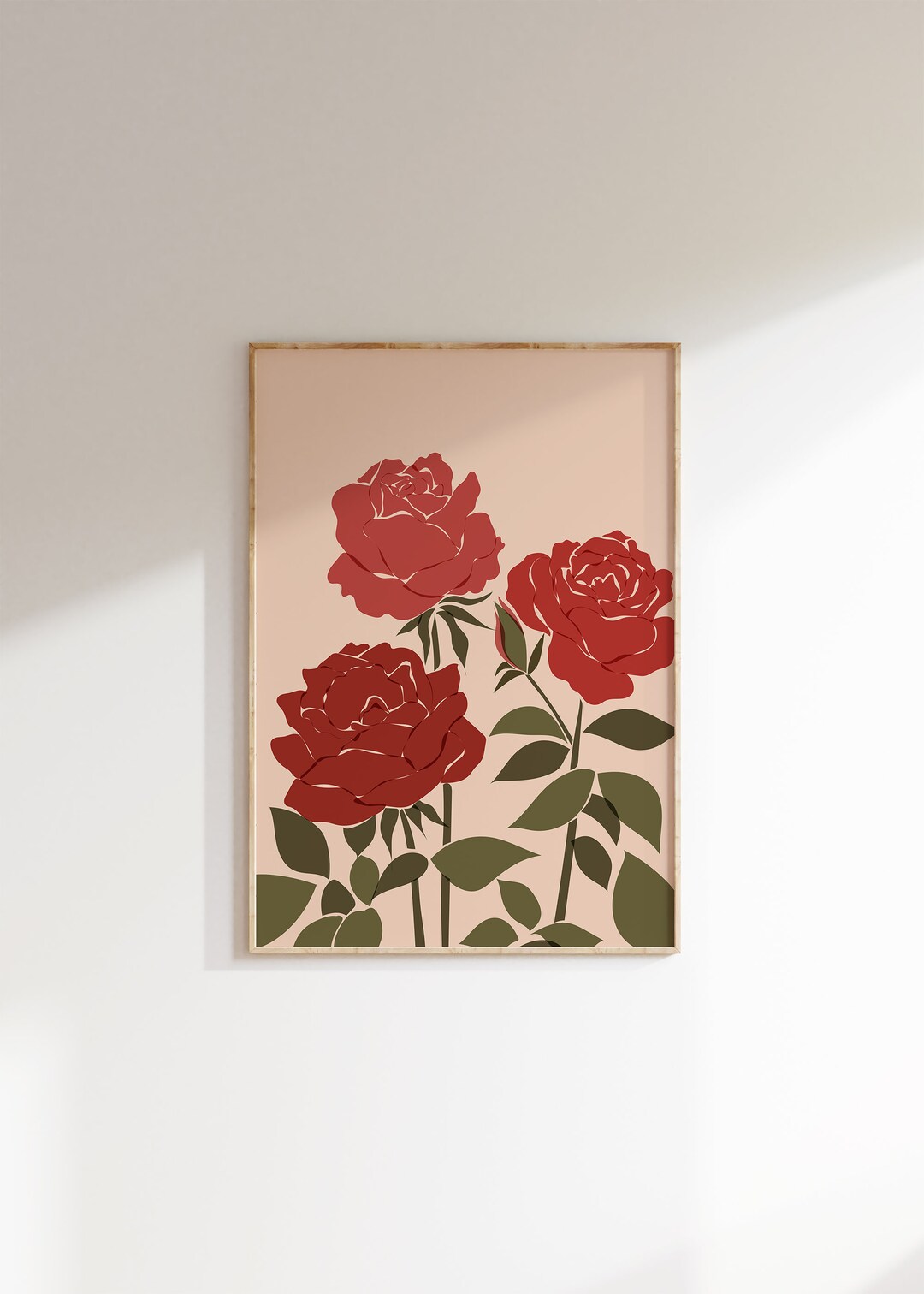 Red Rose Art Print | Abstract Floral Wall Decor (instant Download) - Etsy