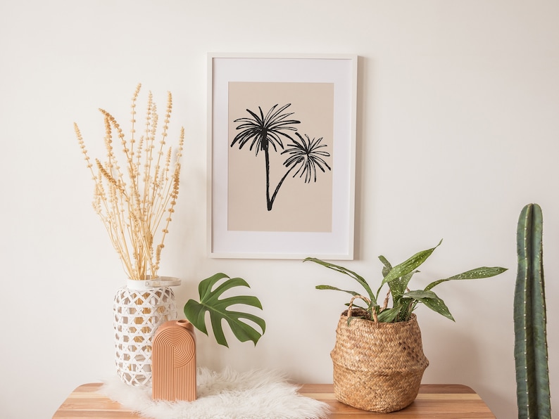 Palm Tree Art Print Botanical Ink Drawing Minimalist Tropical Botanical Art Line Art Illustration Boho Beach Art Printable Artwork image 9