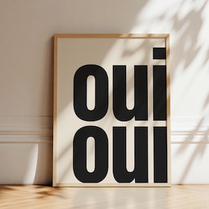 Oui Oui Print | Typography Poster | Trendy Wall Art | French Retro Poster | Type Art | Gallery Wall Art | Printable Art | Digital Download