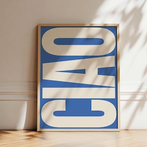 Ciao Print | Typography Poster | Trendy Wall Art | Italian Retro Poster | Blue Art | Gallery Wall Art | Printable Art | Digital Download