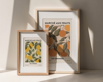 Oranges & Lemons Art Print Bundle | Fruit Market Print | Abstract Art | Botanical Poster | Printable Kitchen Wall Art | Digital Download