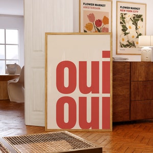 Oui Oui Print | Typography Poster | Trendy Wall Art | French Retro Poster | Type Art | Gallery Wall Art | Printable Art | Digital Download