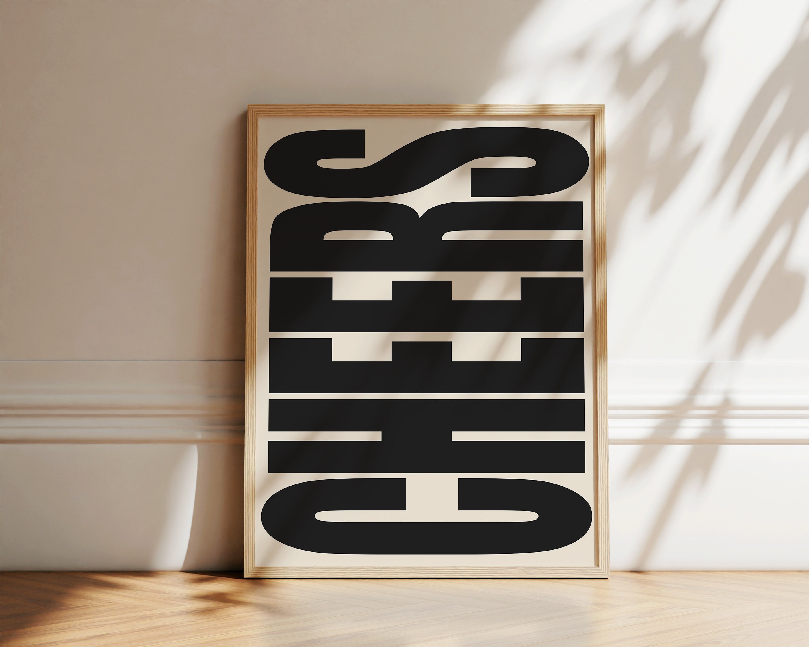 Cheers Print | Typography Poster | Trendy Wall Art | Retro Poster ...