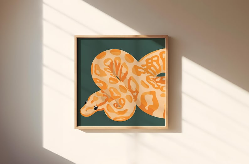 Colorful Ball Python Art Print | Tropical Snake Illustration (digital ...
