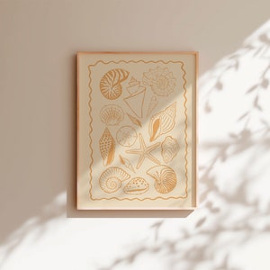 Seashells Art Print Summer Shells Print Seashell Ink Drawing Coastal ...