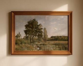 Vintage Landscape Painting | Peaceful Nature Scene (Digital Download)