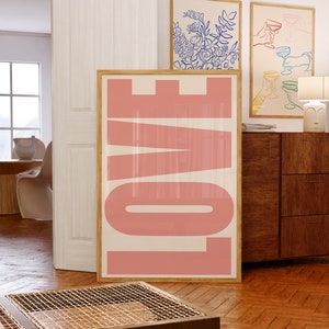 Love Art Print / Cartel de tipografía / Arte de pared de moda / Cartel de tipo retro / Arte rosa / Arte de pared de galería / Arte imprimible / Descarga instantánea