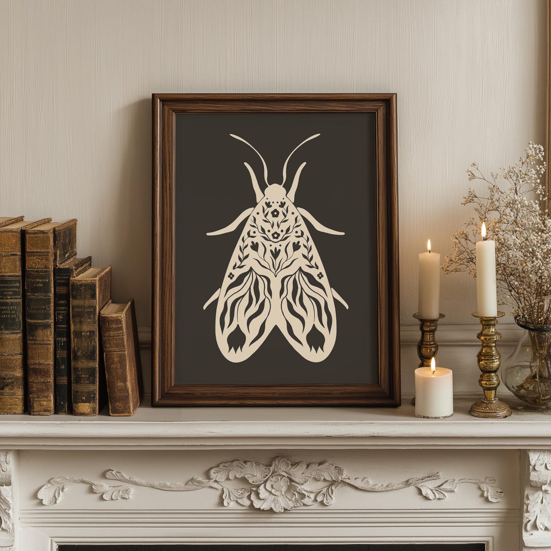 Folk Art Moth Print | Scandinavian Cottagecore Decor (digital Download ...