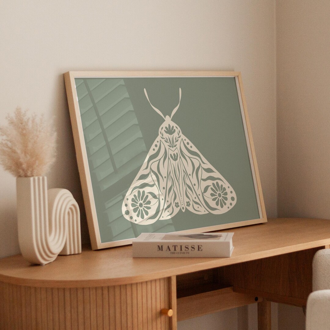 Folk Art Moth Print | Cottagecore Scandinavian Decor (digital Download ...