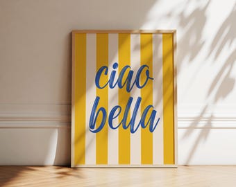 Ciao Bella Print | Italian Striped Poster, Trendy Wall Art (Digital Download)