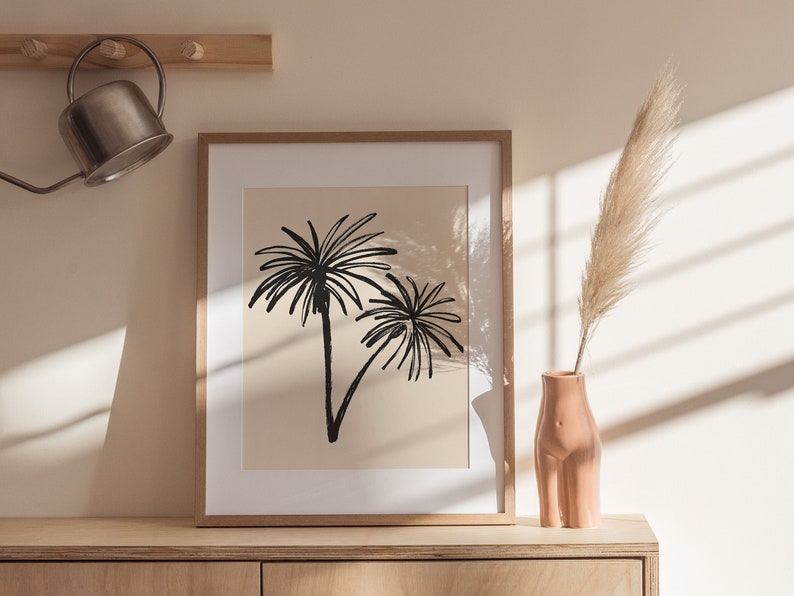 Palm Tree Art Print Botanical Ink Drawing Minimalist Tropical Botanical Art Line Art Illustration Boho Beach Art Printable Artwork image 2