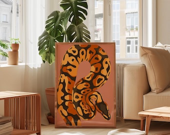 Königspython Kunstdruck | Tropische Safari Illustration (Digitaler Download)
