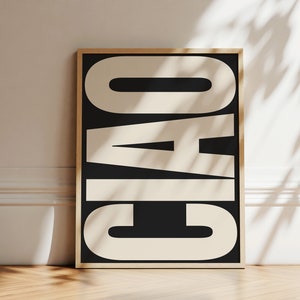 Ciao Print | Typography Poster | Trendy Wall Art | Italian Retro Poster | Neutral Art | Gallery Wall Art | Printable Art | Digital Download