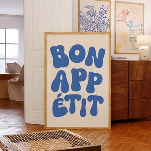 Bon Appetit Typography Poster | French Art Print | Trendy Typography Print | Kitchen Wall Decor | Maximalist Wall Art | Printable Artwork