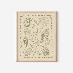 Seashells Art Print | Summer Shells Print | Seashell Ink Drawing ...