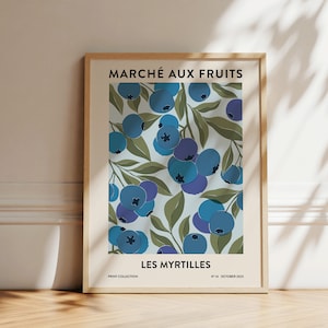Blueberries Print | Fruit Market Print | Abstract Wall Art | Botanical Poster | Blueberry Painting | Boho Artwork | Printable Kitchen Art