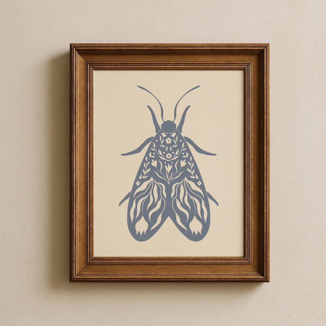 Folk Art Moth Print | Scandinavian Cottagecore Decor (digital Download ...