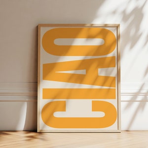 Ciao Typography Print | Yellow Italian Art (Digital Download)