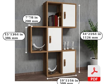 Plany DIY na regały i półki ścienne, Plany półek ściennych/regałów, Plany budowy półek, Plany półek ściennych, Plany półek na książki DIY, Plany cyfrowe