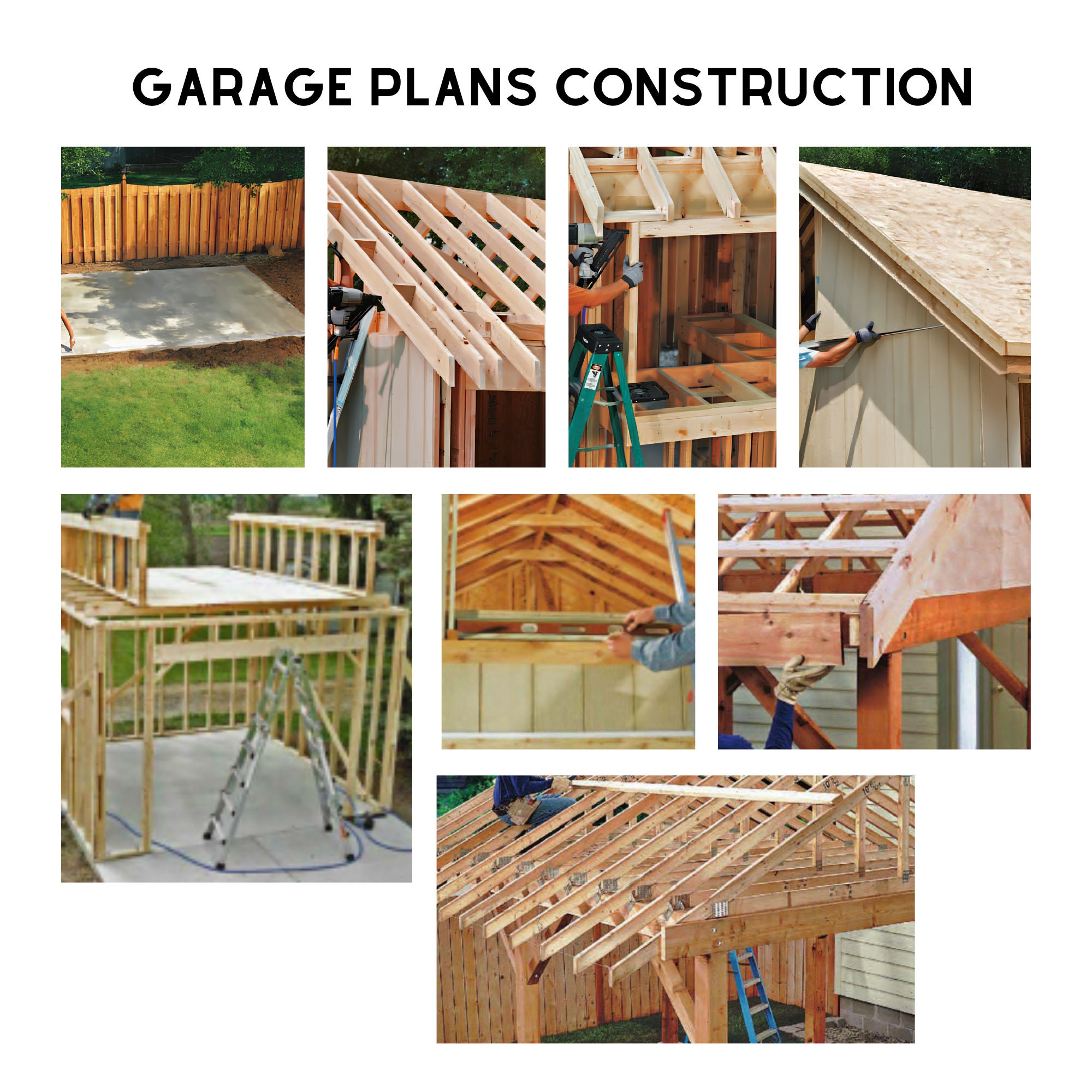 Modern DIY Garage Shed House Set Plans, Home Building Blueprints for