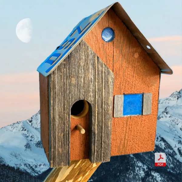 DIY Bird house Chalet Plans Woodworking Bluebird Cedar Chalet Feeder Build Plan English Pattern PDF Download and Woodworking Birdhouse Plan